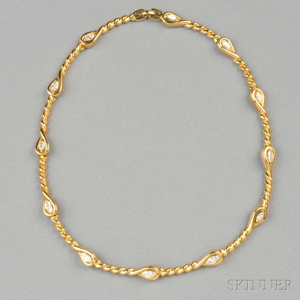 Appraisal: kt Gold and Diamond Necklace designed as a ropetwist collar