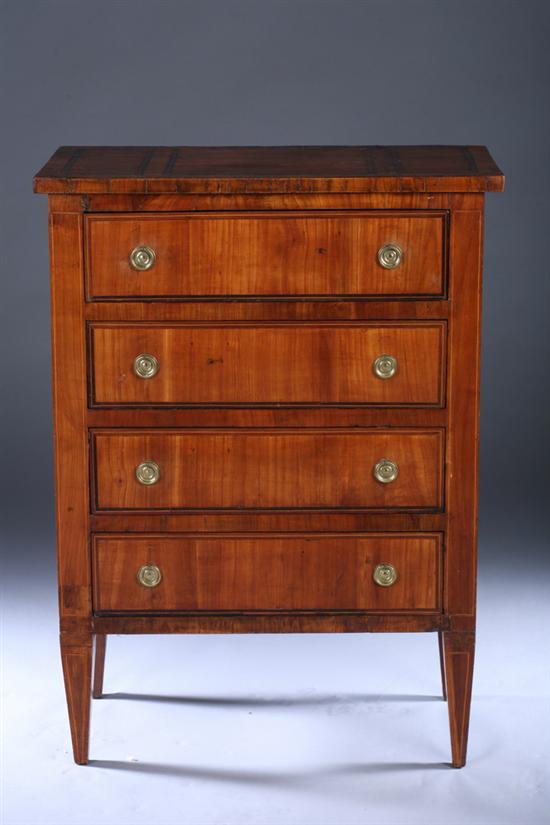 Appraisal: ITALIAN NEOCLASSICAL INLAID WALNUT COMMODE late th century Panel-inlaid top