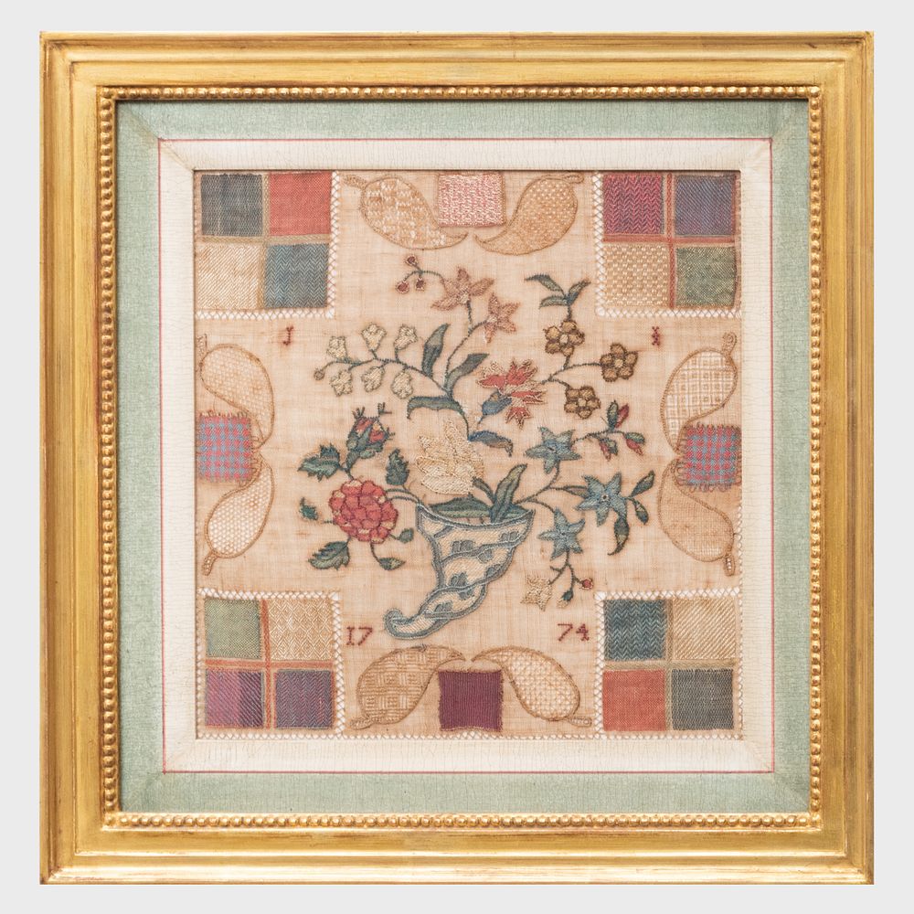 Appraisal: Framed Needlework Sampler x in frame From a New York