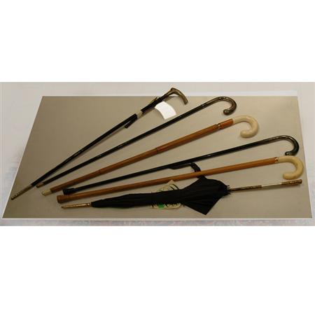 Appraisal: Group of Five Canes and an Umbrella Together with an