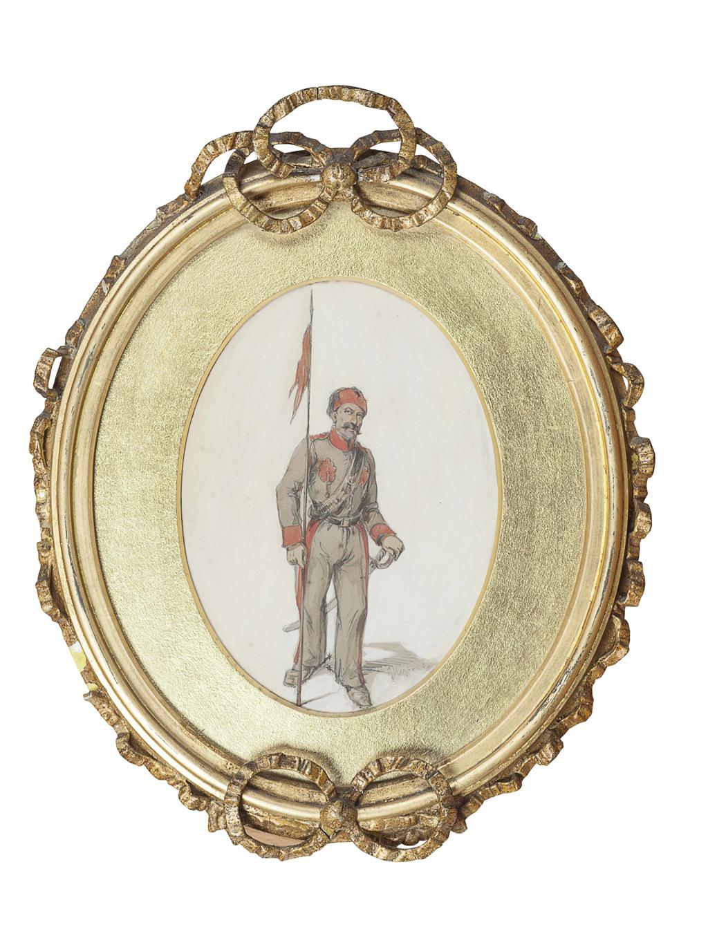 Appraisal: COUNT AMADEO PREZIOSI MALTESE - OTTOMAN SOLDIERS Signed Pencil and