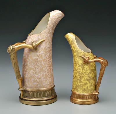 Appraisal: Two Royal Worcester tusk pitchers one with purple printed mark