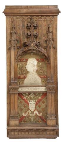 Appraisal: French Gothic style wood panel with ornate decoration above an