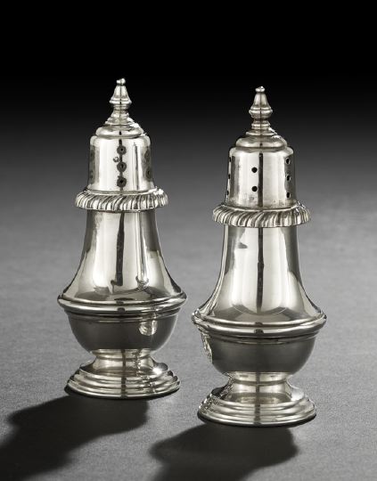 Appraisal: Pair of American Sterling Silver Salt and Pepper Casters second