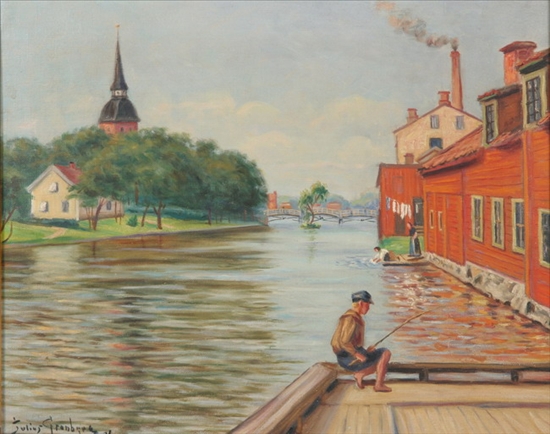 Appraisal: JULIUS GRANBERG Swedish - CANAL SCENE signed lower left Dated