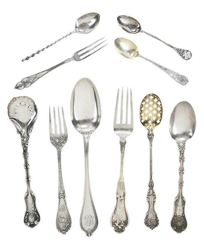 Appraisal: Pieces Sterling Flatware American th century including sugar spoon strawberry