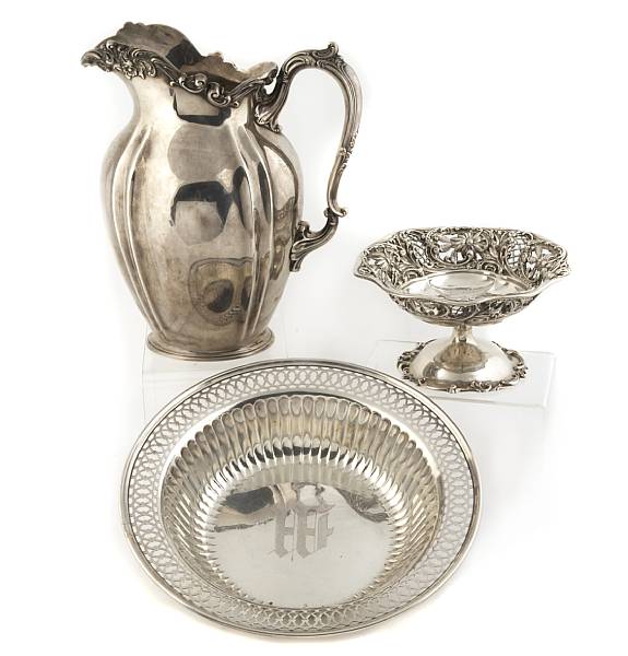 Appraisal: A group of sterling table articles Comprising pints water pitcher