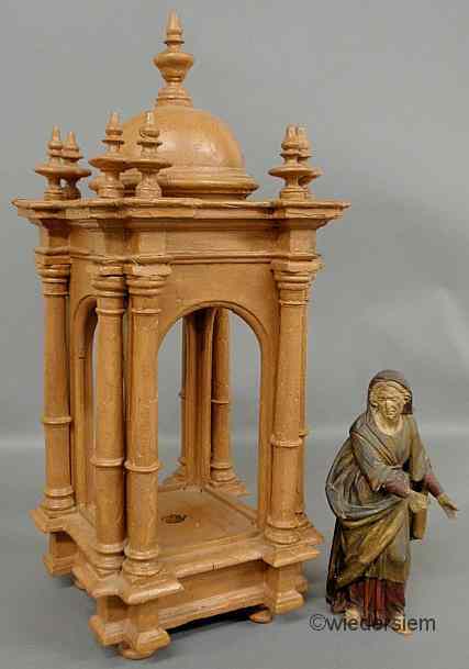 Appraisal: Carved pine reliquary with free standing columns ''h x ''w