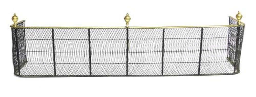 Appraisal: Fire screen th C interlaced woven wire with brass trim