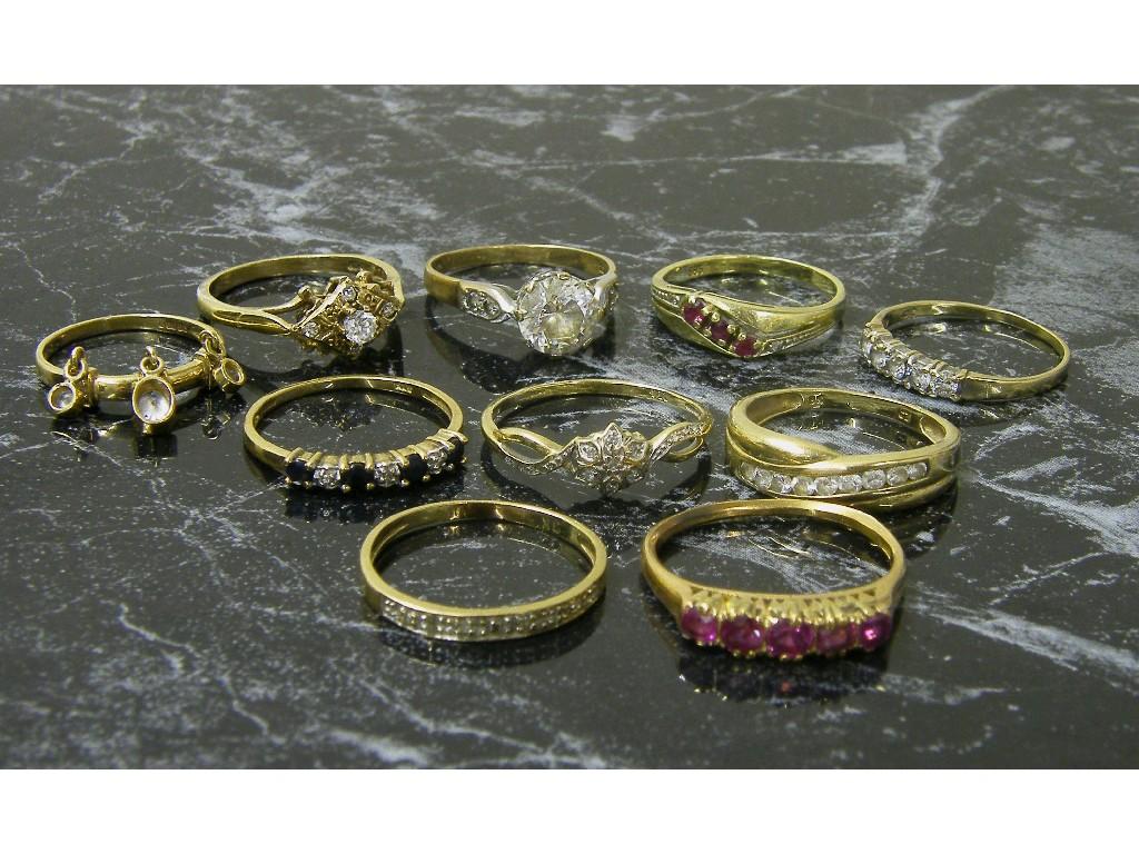 Appraisal: Ten various ct stone set dress rings gm