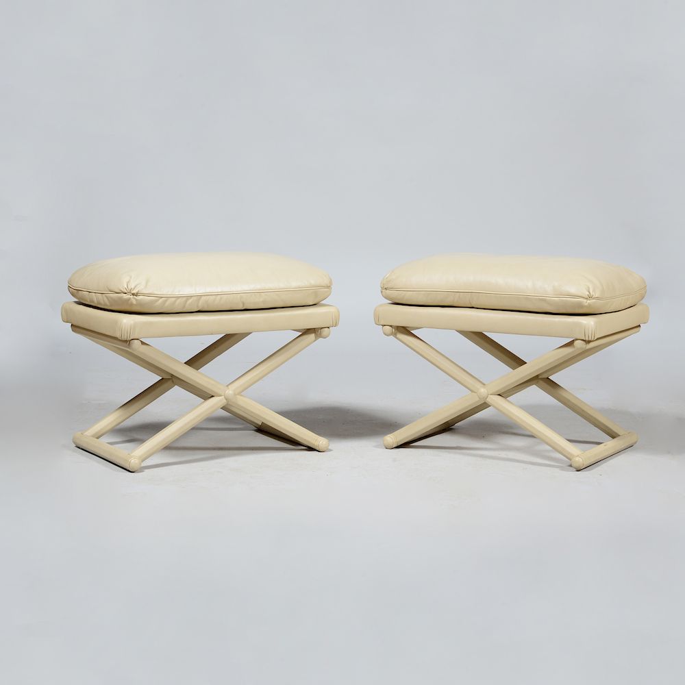 Appraisal: Pair of Leather Upholstered X Form Stools x x in