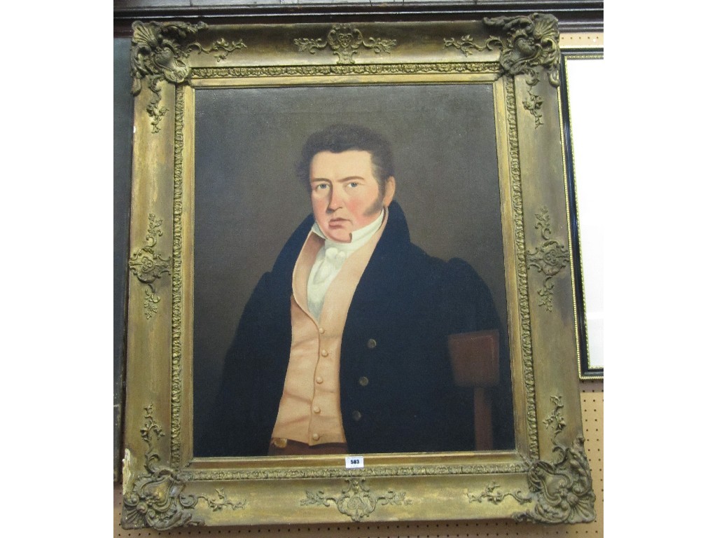 Appraisal: Oil on canvas portrait of a Georgian gentleman David Thomson