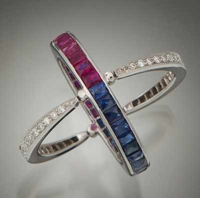 Appraisal: A Triple Eternity Flip Ring with Diamonds Rubies and Sapphires