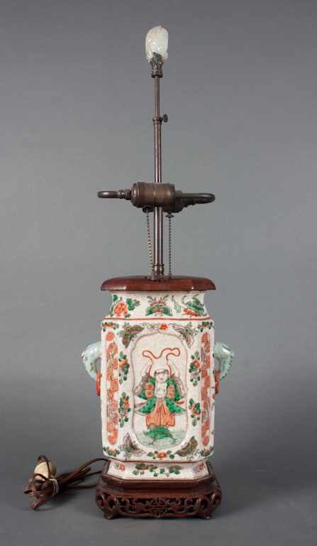 Appraisal: Chinese Export Famille Verte porcelain vase mounted as a lamp