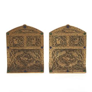 Appraisal: Pair Tiffany Studios th Century bronze bookends Pair Tiffany Studios