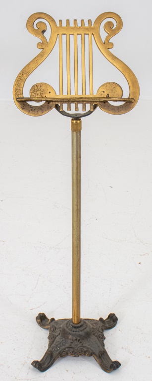 Appraisal: VINTAGE BRASS MUSIC STAND Vintage gold-tone brass music sheet holder