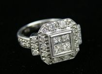 Appraisal: Deco-Style Diamond Ring Kt white gold vintage style ring set