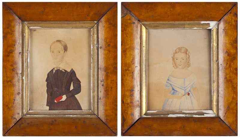 Appraisal: Pair of Portrait Miniatures of Childrencirca American school each watercolor