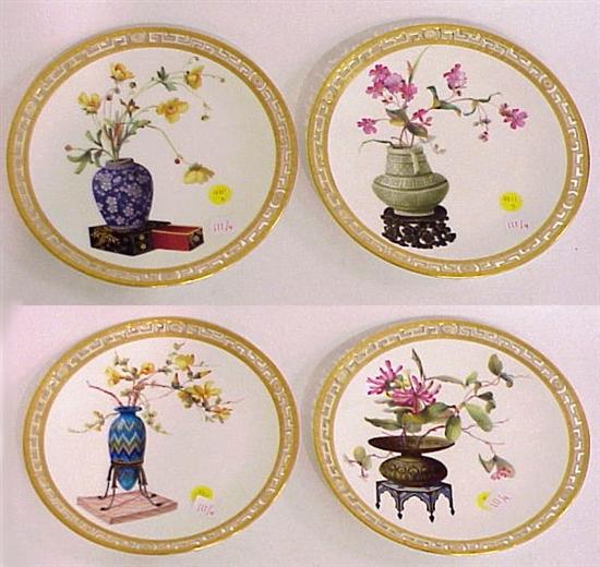 Appraisal: Four Minton cabinet plates for T Goode Co London reticulated