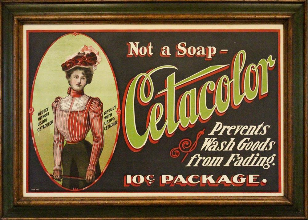 Appraisal: ADVERTISING AND TRADE CARDS FOR SOAP WITH FRAMED SIGN FOR