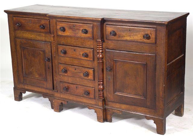 Appraisal: th CENTURY OAK DRESSER BASE of breakfront form the moulded