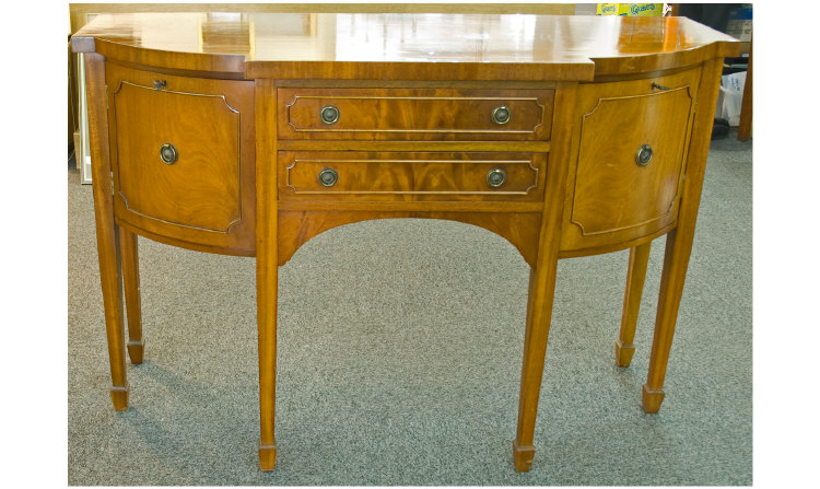 Appraisal: Mahogany Side Board With Two Central Drawers And Two End