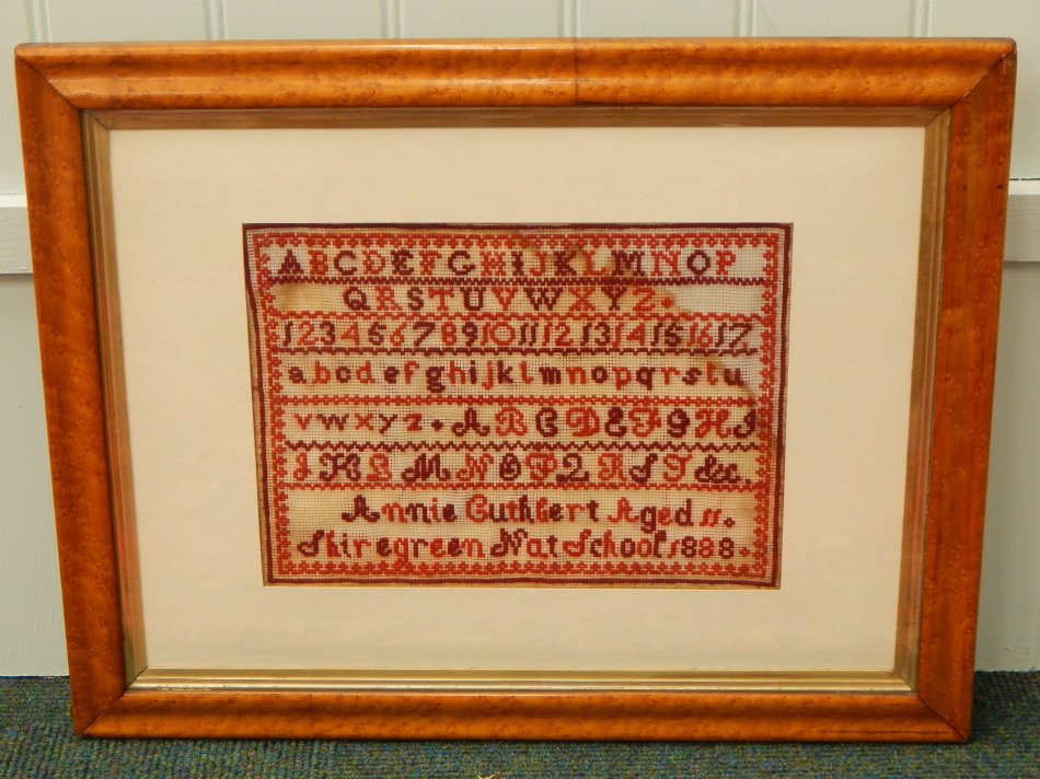 Appraisal: A Victorian alpabethic and numeric sampler by Annie Cuthbert aged