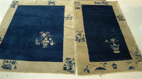 Appraisal: TWO CHINESE NICHOLS STYLE BLUE GROUND RUGS Formerly property of