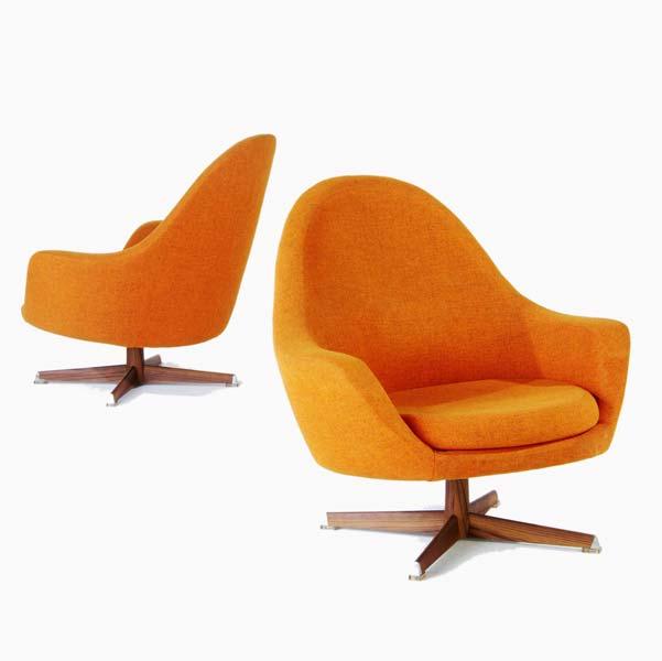 Appraisal: MAURICE VILLENCY Pair of lounge chairs upholstered in burnt orange