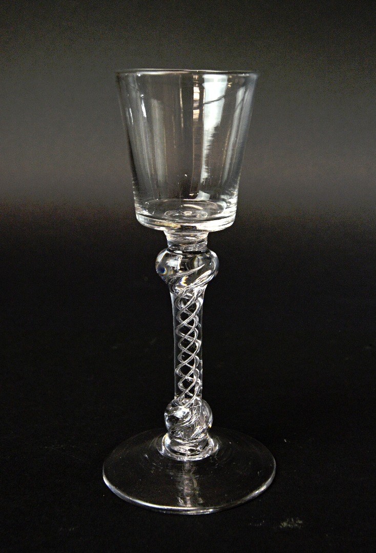 Appraisal: An English wine glass circa with bucket bowl and double