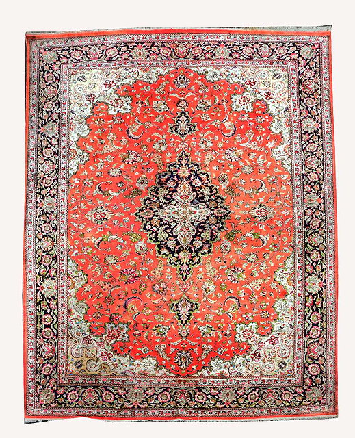 Appraisal: A PERSIAN QUM SILK BRICK GROUND SMALL FORMAL CARPET with