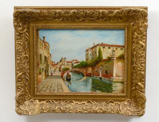 Appraisal: ITALIAN SCHOOL Early th Century Venetian Canal Signed T W