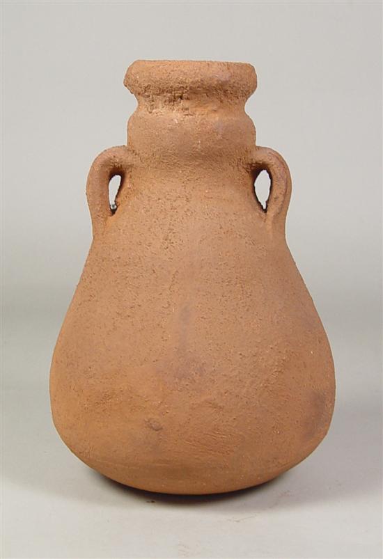 Appraisal: Tribal Terra Cotta Water Container with Loop Handles Purchased from