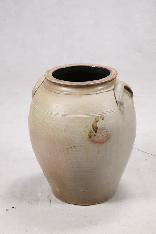 Appraisal: STONEWARE CROCK Ovoid shaped with a etched on the side