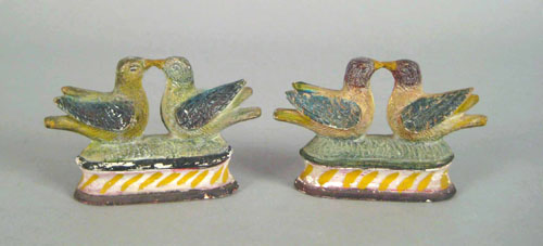 Appraisal: Pair of chalk love bird figures ca h