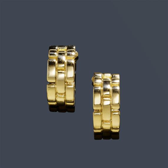 Appraisal: GOLD EAR CLIPS CARTIER PANTH RE Yellow gold g The