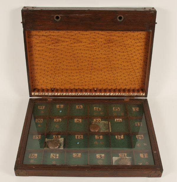 Appraisal: Victorian Plinko gambling carnival game box Closed x