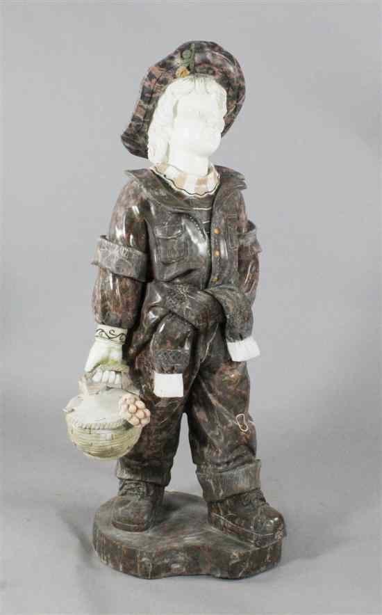 Appraisal: A modern carved three colour marble figure of a boy