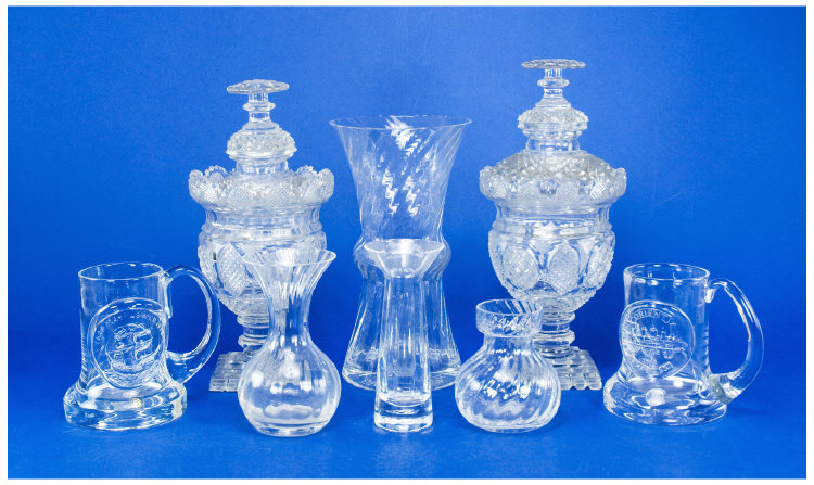 Appraisal: Box of Glassware including Elaborate Hand Cut Bon Bon Dish