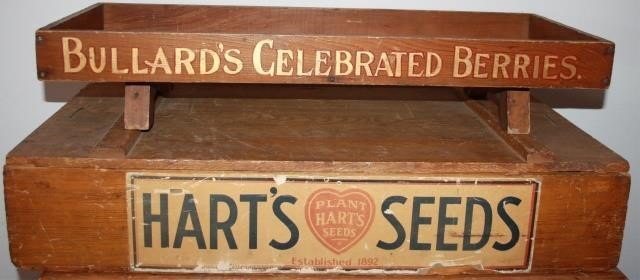 Appraisal: LOT OF WOODEN ADVERTISING BOXES ONE IS HART SSEEDS WITH