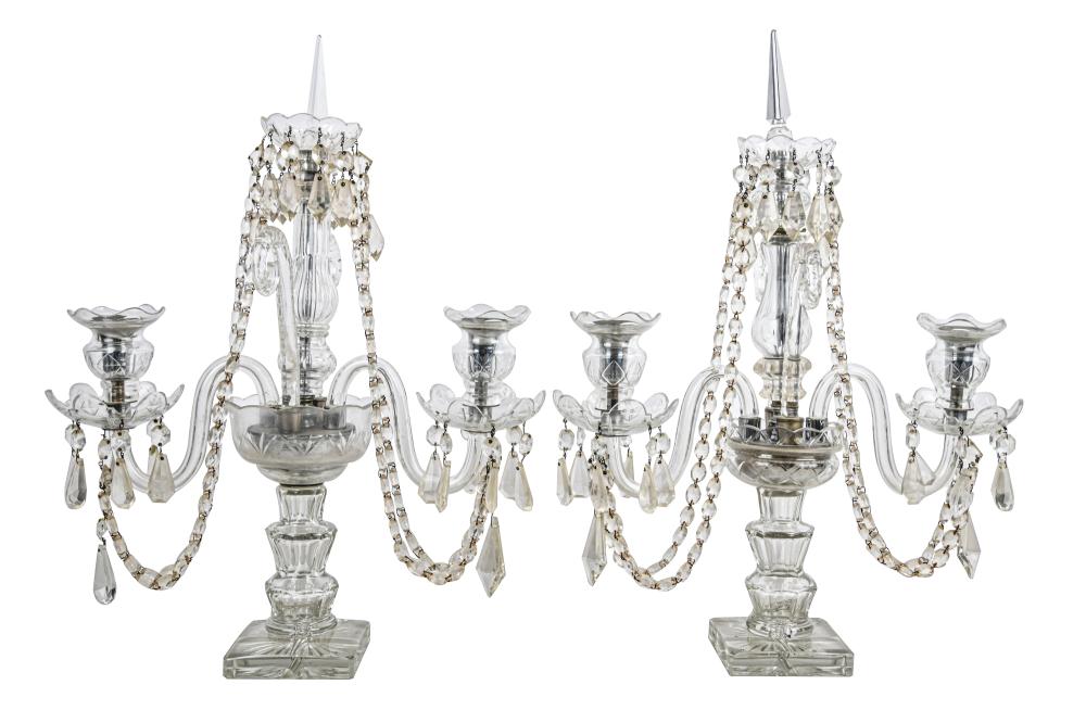 Appraisal: PAIR OF GLASS TWO-LIGHT GIRANDOLESCondition good some discoloration to glass