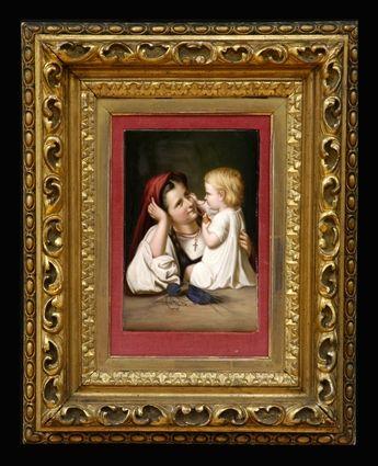 Appraisal: K P M PORCELAIN PLAQUE WITH DRESDEN PAPER LABEL By