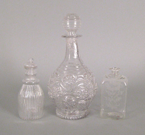 Appraisal: American blown molded colorless glass decanter with stopper th c