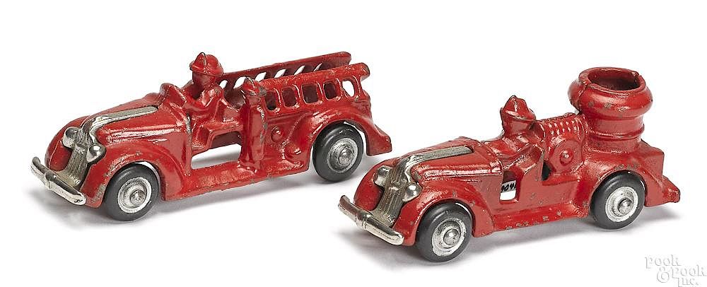 Appraisal: Two small Arcade cast iron fire trucks Two small Arcade