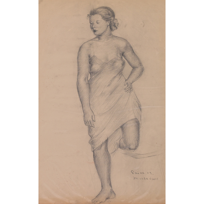 Appraisal: Clyde Singer American - Girl in Slip c graphite drawing