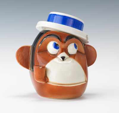 Appraisal: A French Pipe Smoking Monkey Head Tobacco Jar High gloss