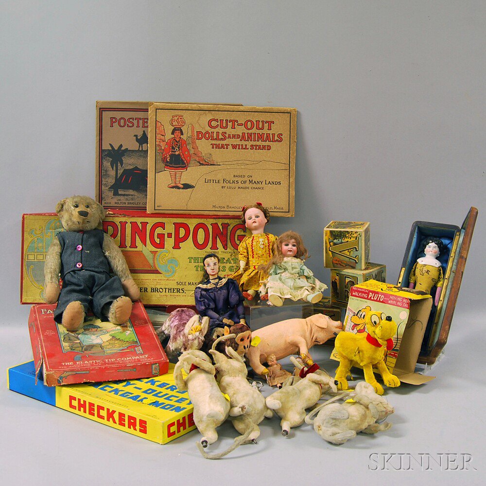 Appraisal: Group of Plush Toys Games and Dolls including Parker Brothers