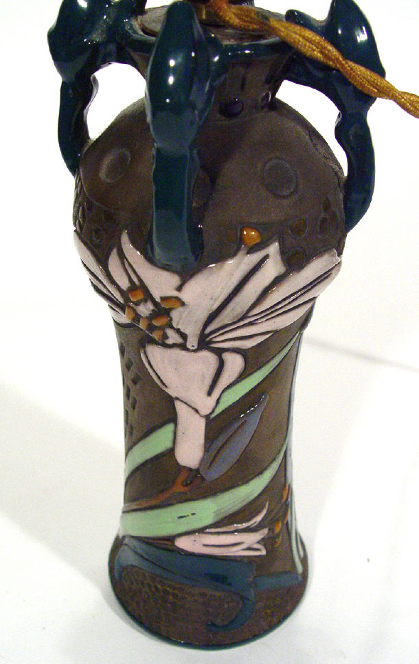 Appraisal: Amphora Art Nouveau pottery lamp base embossed and enamelled with