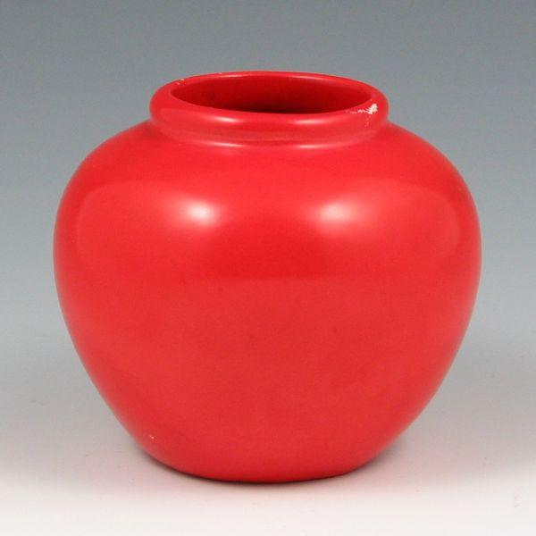 Appraisal: Weller Chengtu bulbous cabinet vase in deep orange Marked with