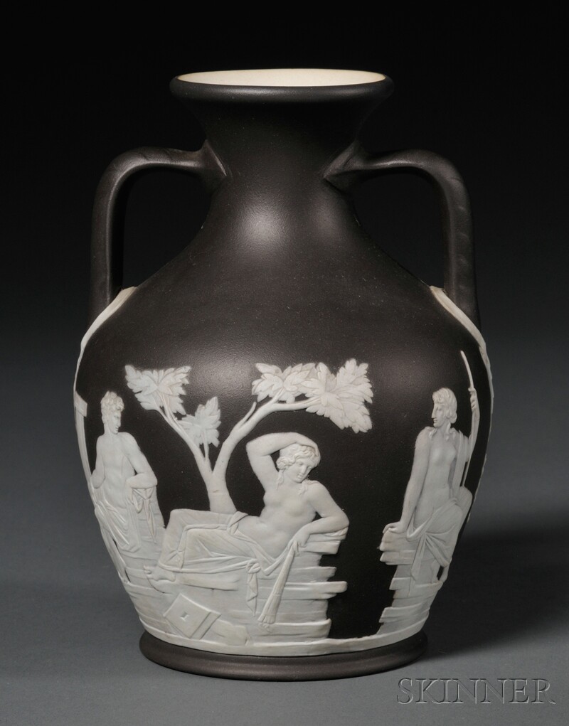 Appraisal: Wedgwood Black Jasper Dip Portland Vase England late th century